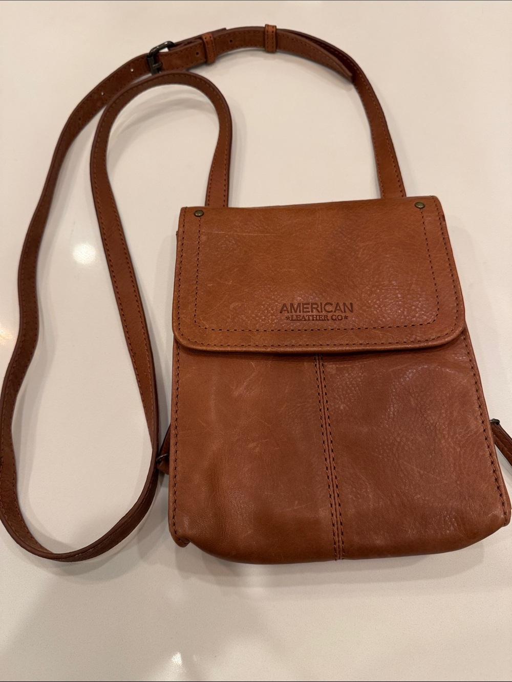 American Leather Co. Tan Leather Crossbody Bag